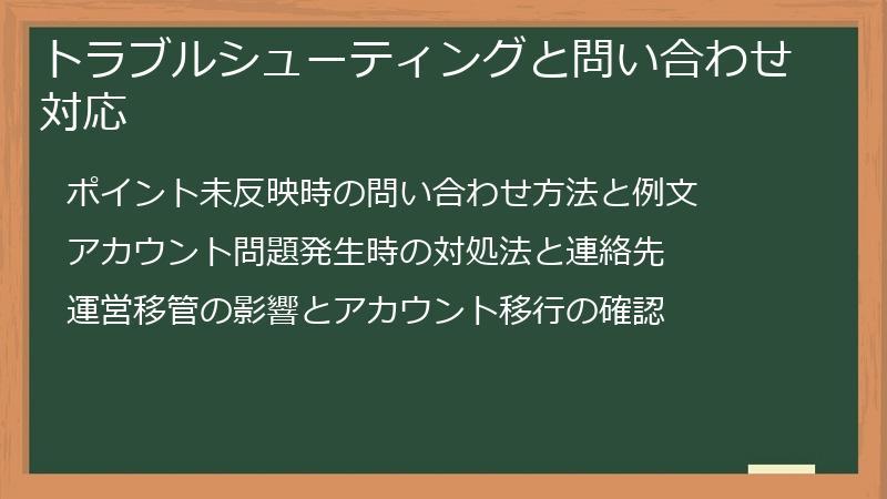 トラブルシューティングと問い合わせ対応
