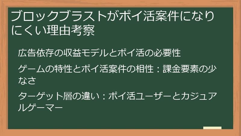 ブロックブラストがポイ活案件になりにくい理由考察