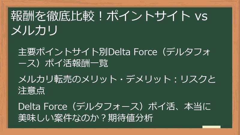 報酬を徹底比較！ポイントサイト vs メルカリ