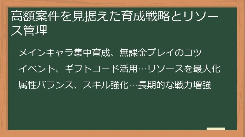高額案件を見据えた育成戦略とリソース管理