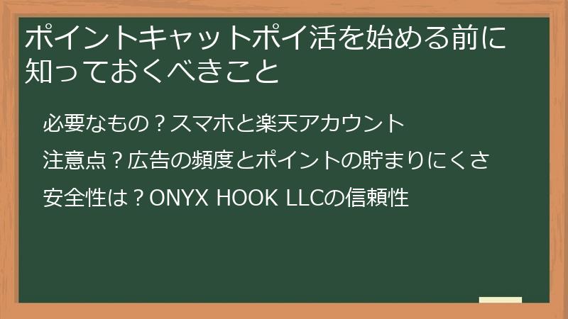 ポイントキャットポイ活を始める前に知っておくべきこと
