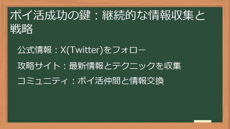 ポイ活成功の鍵：継続的な情報収集と戦略