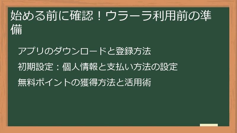 始める前に確認！ウラーラ利用前の準備