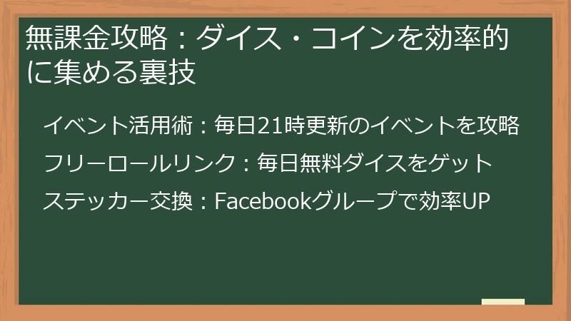 無課金攻略：ダイス・コインを効率的に集める裏技