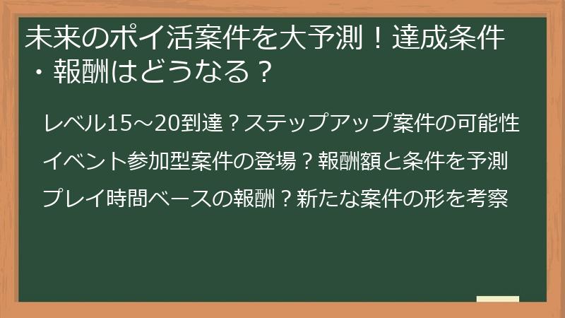 未来のポイ活案件を大予測!達成条件・報酬はどうなる?