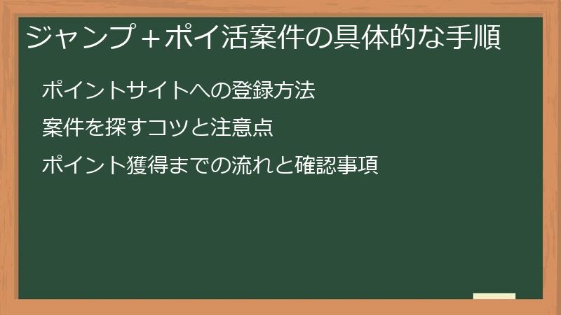 ジャンプ+ポイ活案件の具体的な手順