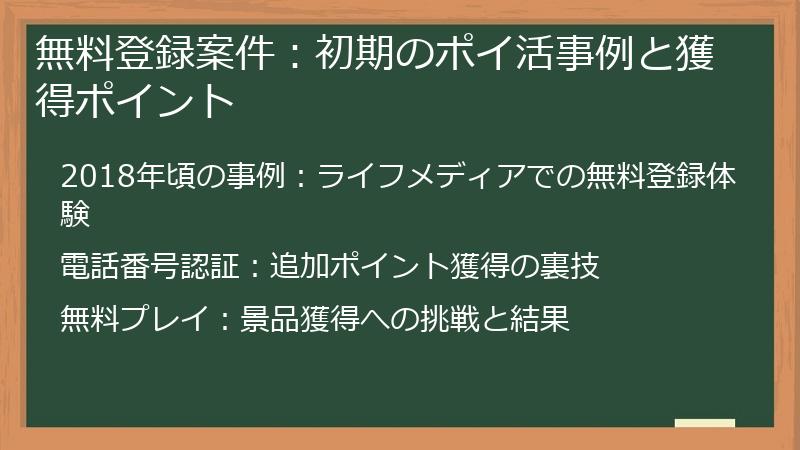 無料登録案件：初期のポイ活事例と獲得ポイント