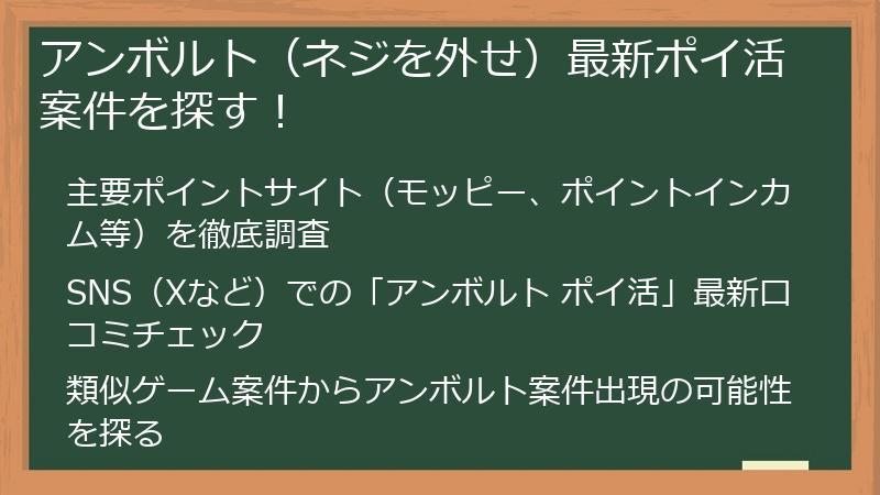 アンボルト（ネジを外せ）最新ポイ活案件を探す！
