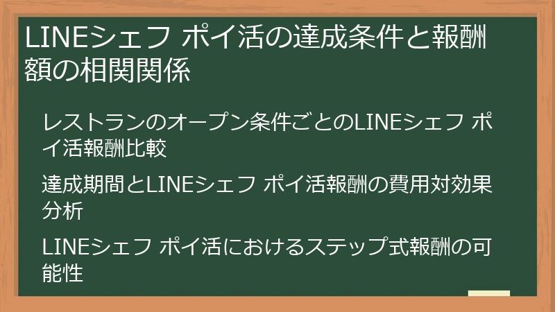 LINEシェフ ポイ活の達成条件と報酬額の相関関係
