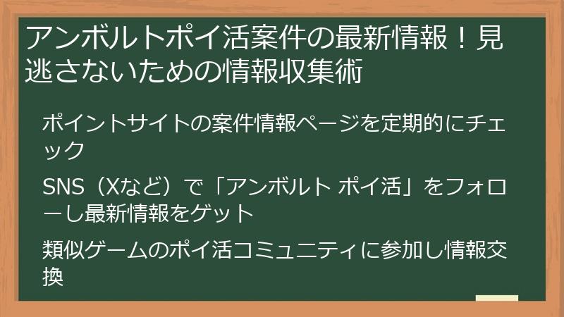 アンボルトポイ活案件の最新情報！見逃さないための情報収集術
