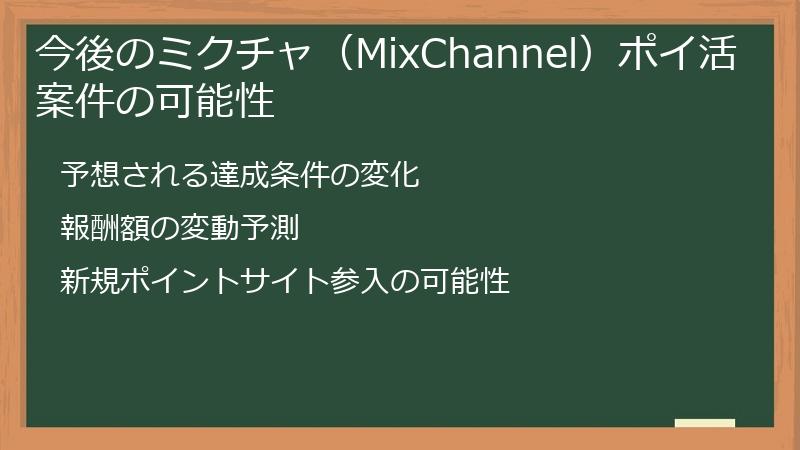 今後のミクチャ（MixChannel）ポイ活案件の可能性