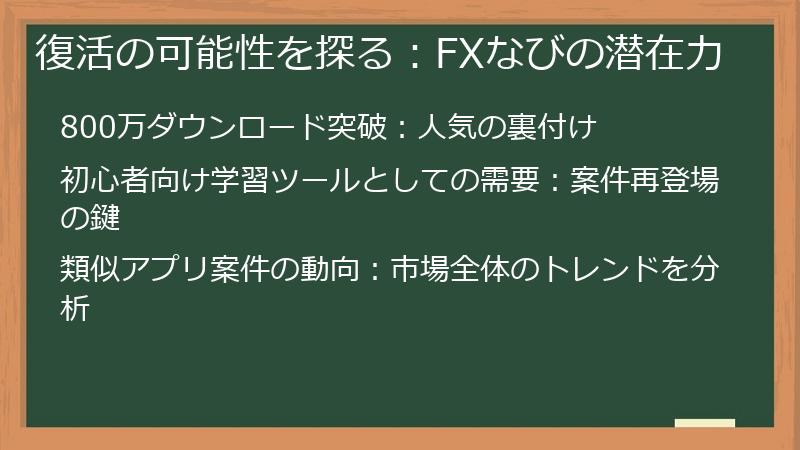 復活の可能性を探る：FXなびの潜在力