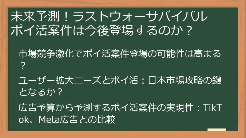 未来予測！ラストウォーサバイバル ポイ活案件は今後登場するのか？