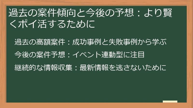 過去の案件傾向と今後の予想:より賢くポイ活するために