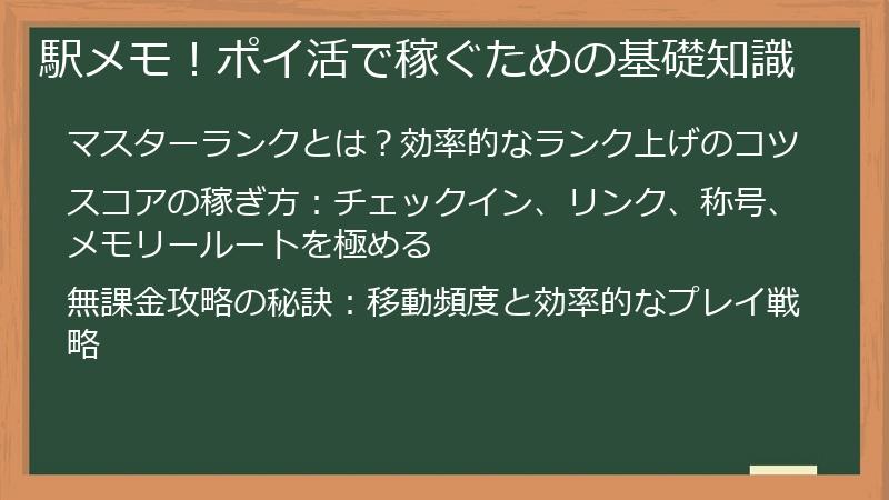駅メモ！ポイ活で稼ぐための基礎知識