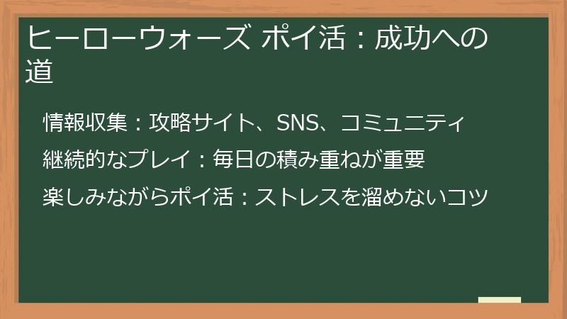 ヒーローウォーズ ポイ活：成功への道