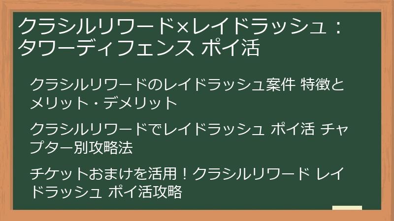 クラシルリワード×レイドラッシュ：タワーディフェンス ポイ活