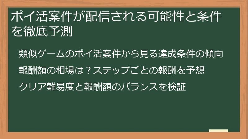 ポイ活案件が配信される可能性と条件を徹底予測