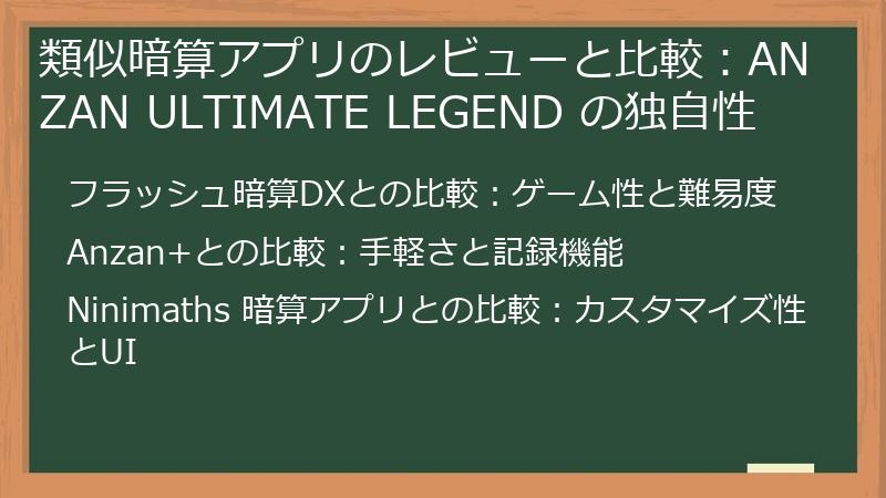 類似暗算アプリのレビューと比較：ANZAN ULTIMATE LEGEND の独自性
