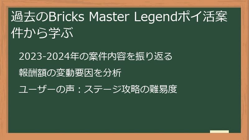 過去のBricks Master Legendポイ活案件から学ぶ