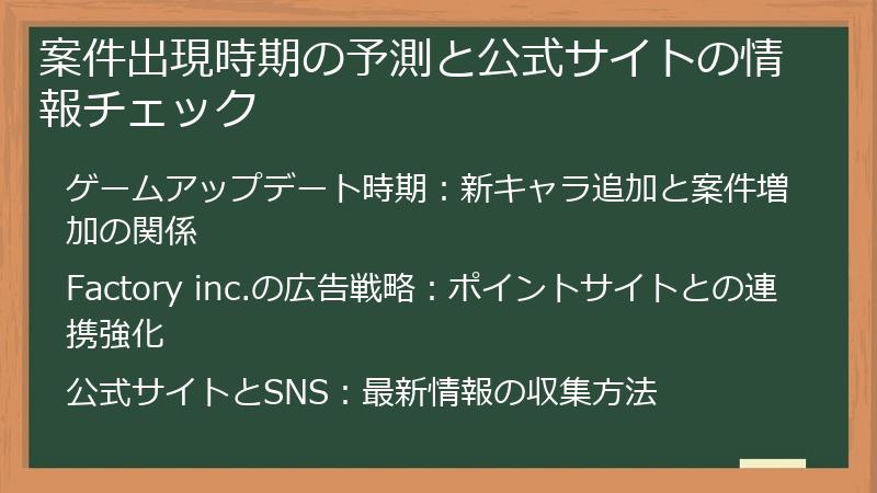 案件出現時期の予測と公式サイトの情報チェック