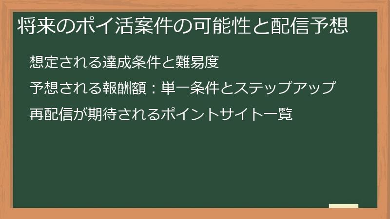 将来のポイ活案件の可能性と配信予想