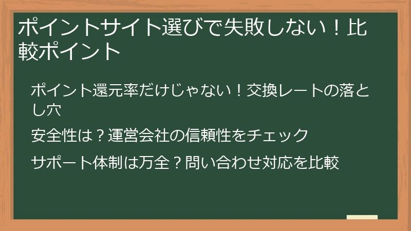 ポイントサイト選びで失敗しない!比較ポイント