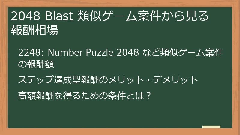 2048 Blast 類似ゲーム案件から見る報酬相場