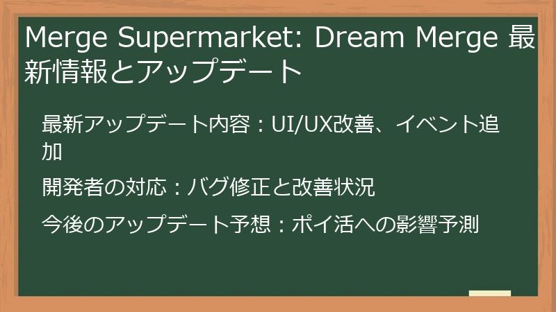 Merge Supermarket: Dream Merge 最新情報とアップデート