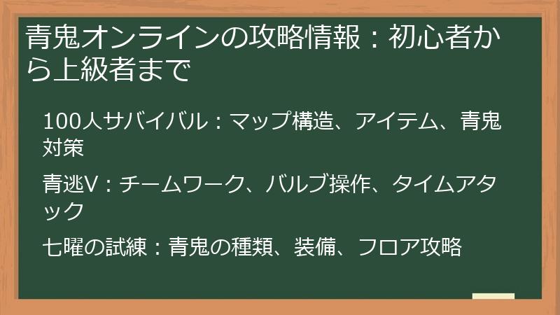 青鬼オンラインの攻略情報：初心者から上級者まで