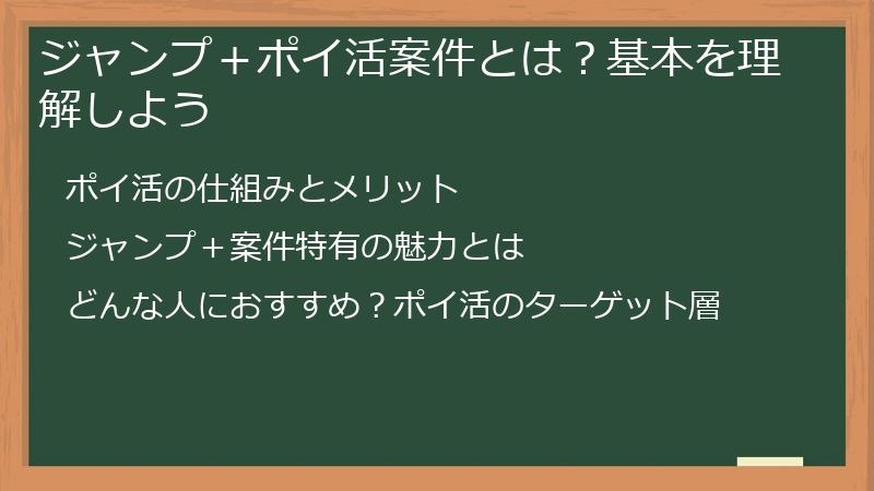 ジャンプ+ポイ活案件とは?基本を理解しよう