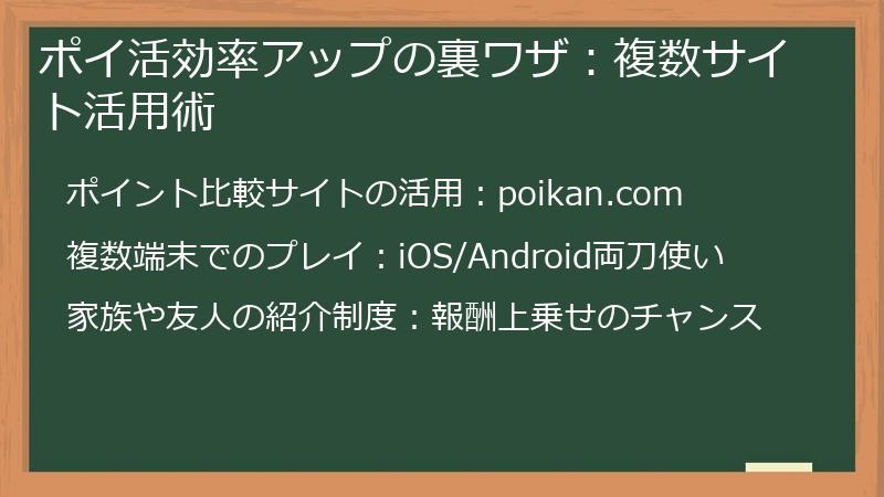 ポイ活効率アップの裏ワザ：複数サイト活用術