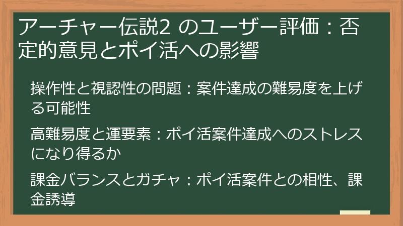 アーチャー伝説2 のユーザー評価：否定的意見とポイ活への影響