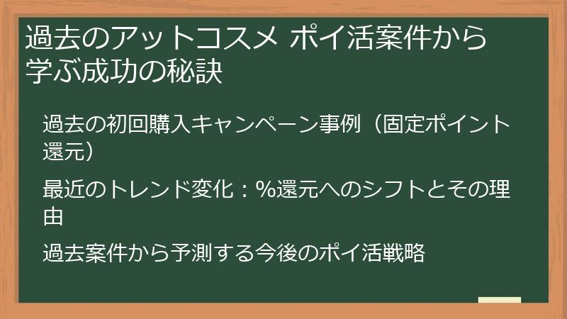 過去のアットコスメ ポイ活案件から学ぶ成功の秘訣