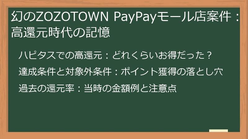 幻のZOZOTOWN PayPayモール店案件：高還元時代の記憶