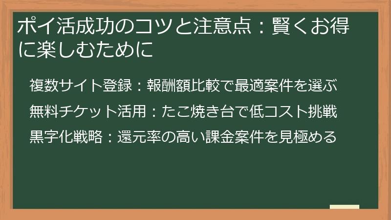 ポイ活成功のコツと注意点：賢くお得に楽しむために