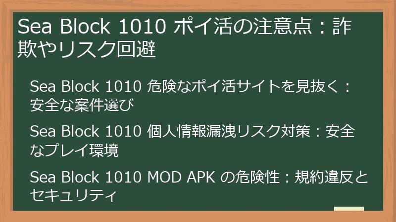 Sea Block 1010 ポイ活の注意点：詐欺やリスク回避