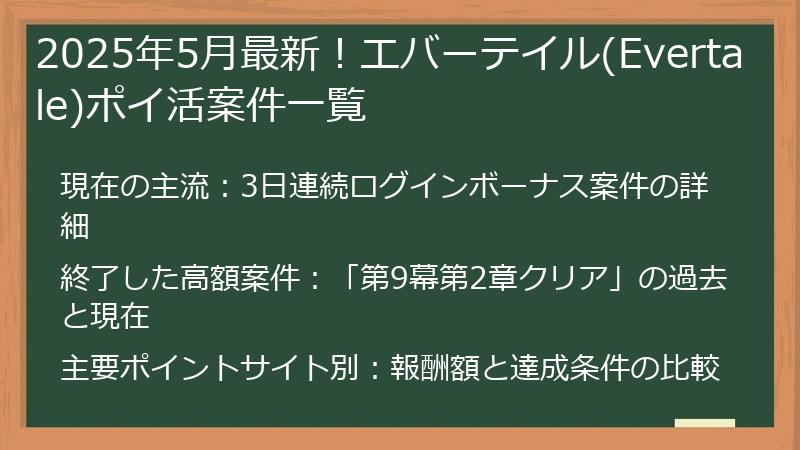 2025年5月最新！エバーテイル(Evertale)ポイ活案件一覧