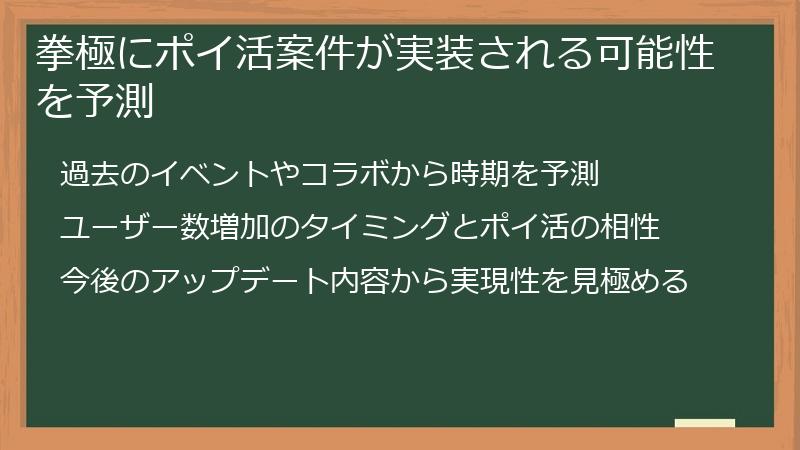 拳極にポイ活案件が実装される可能性を予測