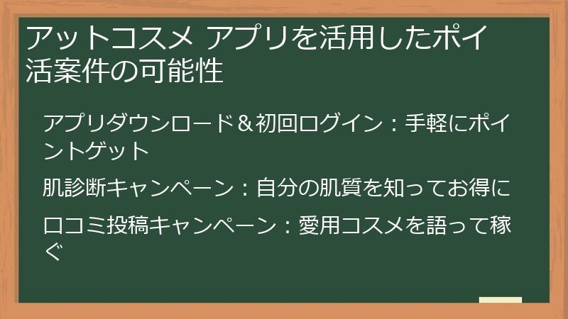 アットコスメ アプリを活用したポイ活案件の可能性