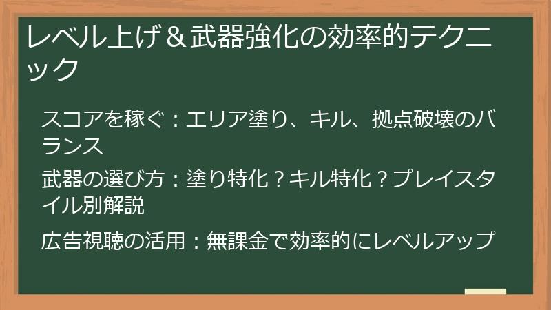 レベル上げ＆武器強化の効率的テクニック