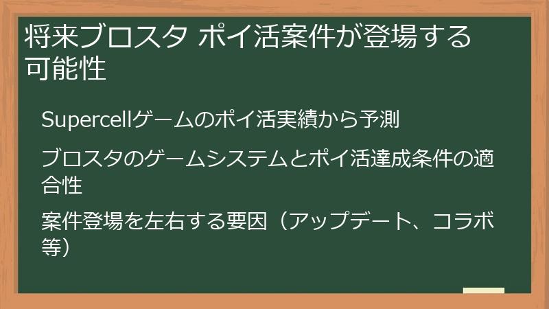 将来ブロスタ ポイ活案件が登場する可能性
