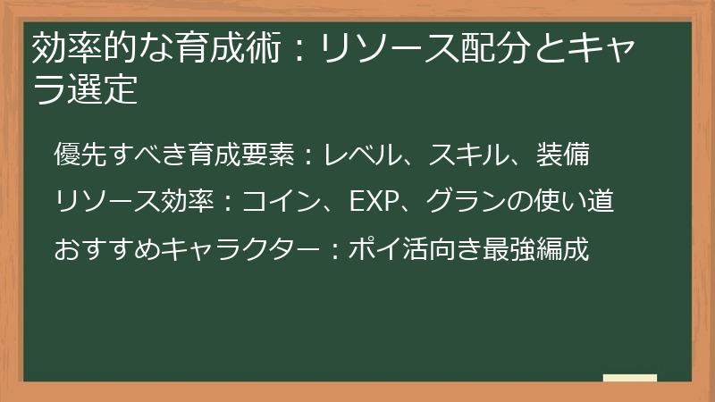 効率的な育成術:リソース配分とキャラ選定