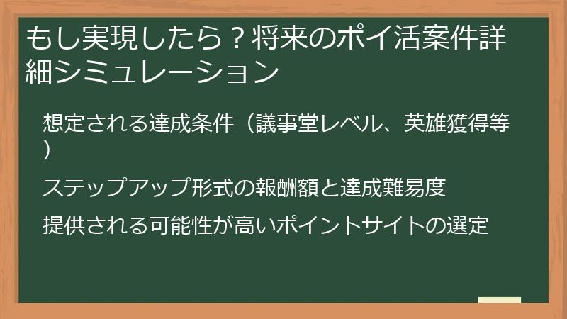 もし実現したら？将来のポイ活案件詳細シミュレーション