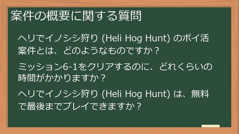 案件の概要に関する質問