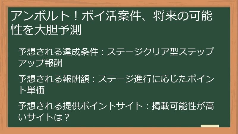アンボルト！ポイ活案件、将来の可能性を大胆予測