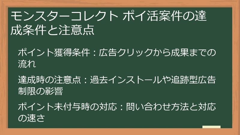モンスターコレクト ポイ活案件の達成条件と注意点