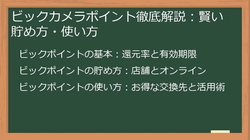 ビックカメラポイント徹底解説：賢い貯め方・使い方