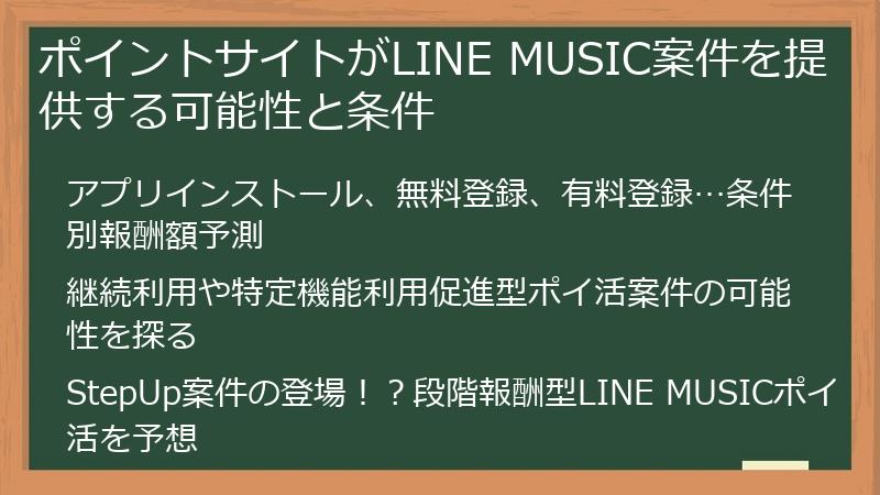 ポイントサイトがLINE MUSIC案件を提供する可能性と条件