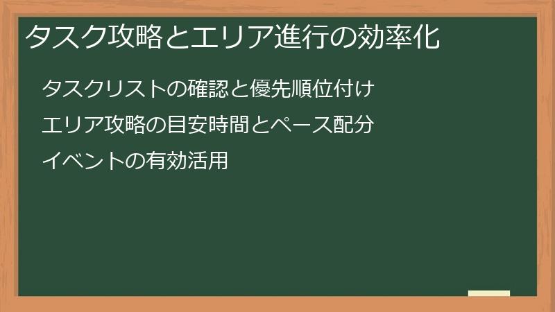 タスク攻略とエリア進行の効率化